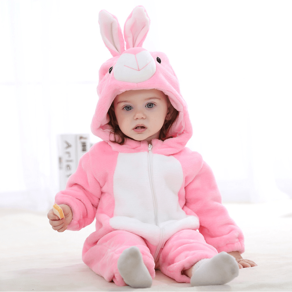 Cozy Baby Rompers - Winter & Autumn (Pink Rabbit) - PeppyPebbles