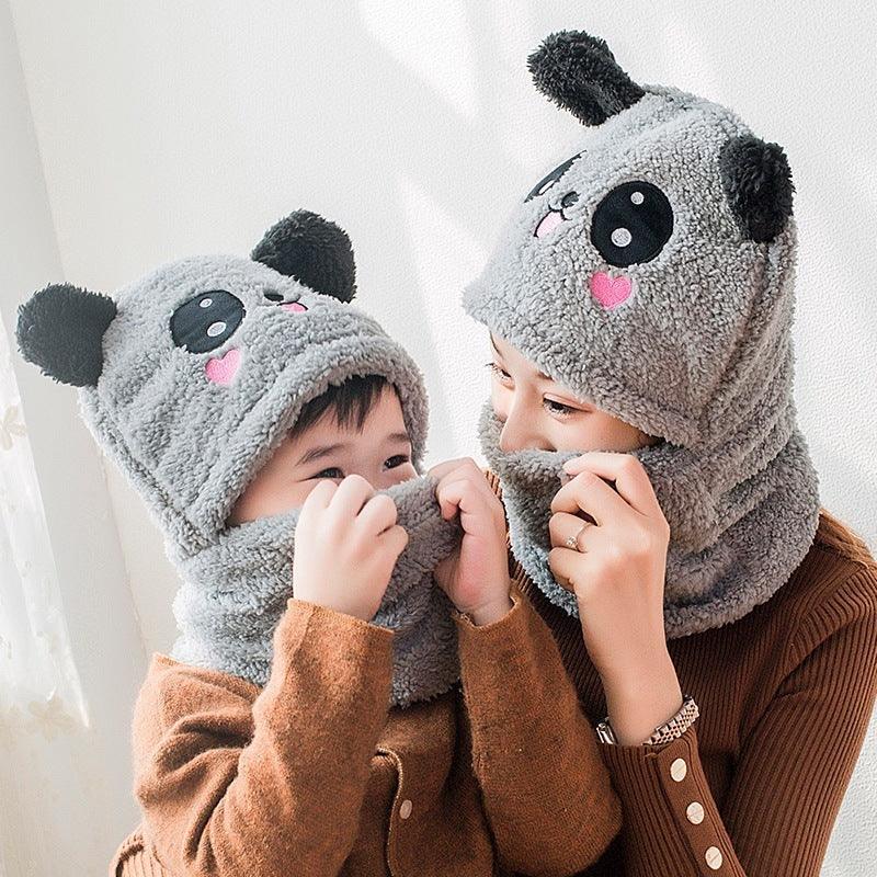 Warm Panda Bib Hat - PeppyPebbles