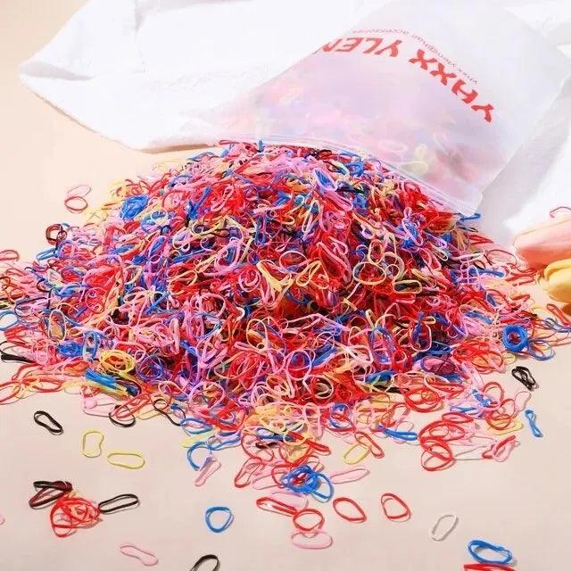 1000 Colorful Hair Bands - PeppyPebbles