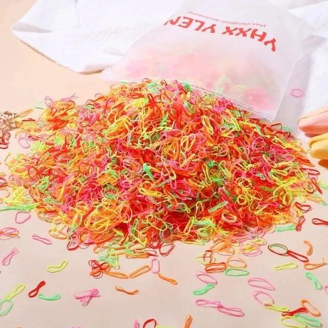 1000 Colorful Hair Bands - PeppyPebbles