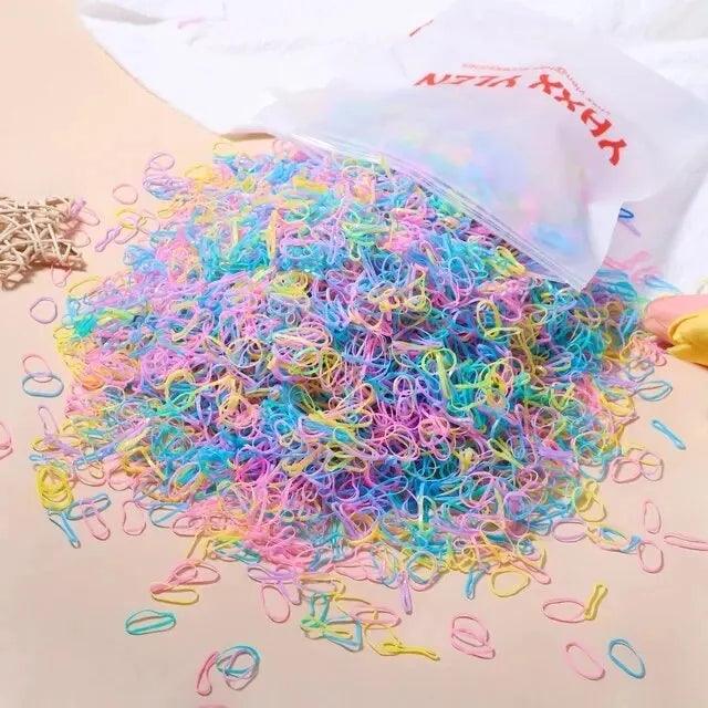 1000 Colorful Hair Bands - PeppyPebbles