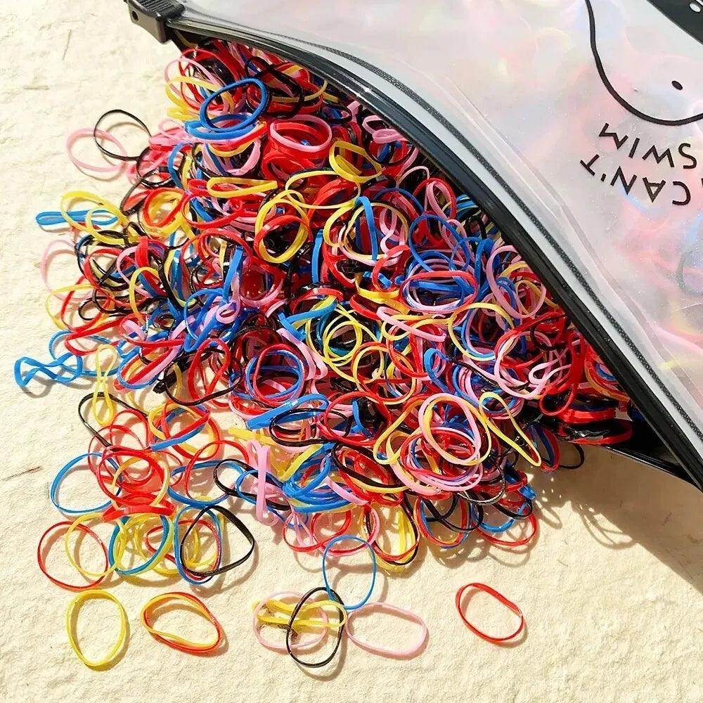 1000 Colorful Hair Bands - PeppyPebbles