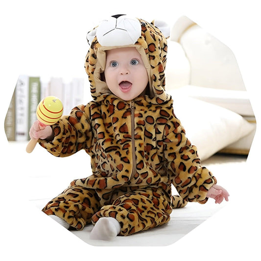 Cozy Baby Rompers - Winter & Autumn (Cheetah) - PeppyPebbles